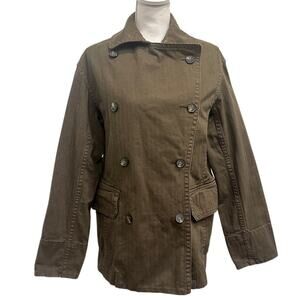 Everlane Organic Cotton Herringbone Double-Breasted Utility Jacket Beech Small